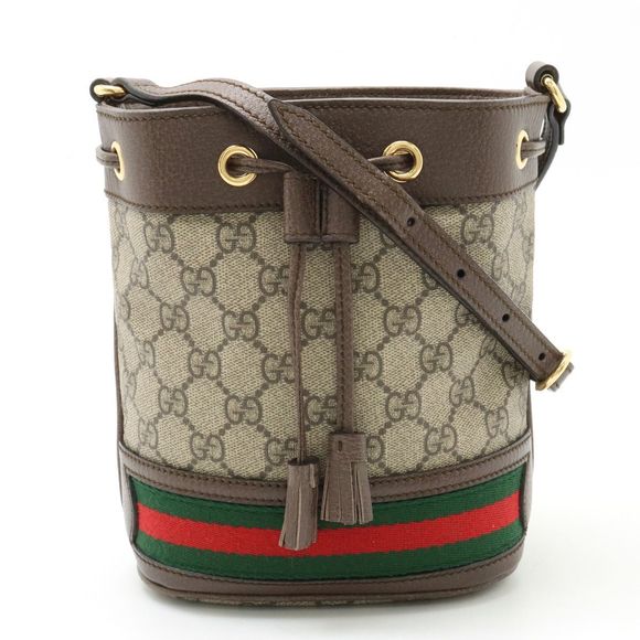 Gucci Ophidia GG Supreme Mini Bucket Bag Webline Shoulder Bag Drawstring - Picture 1 of 7